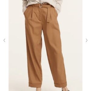 NWT J.Crew D-ring flannel pant, 10, tan